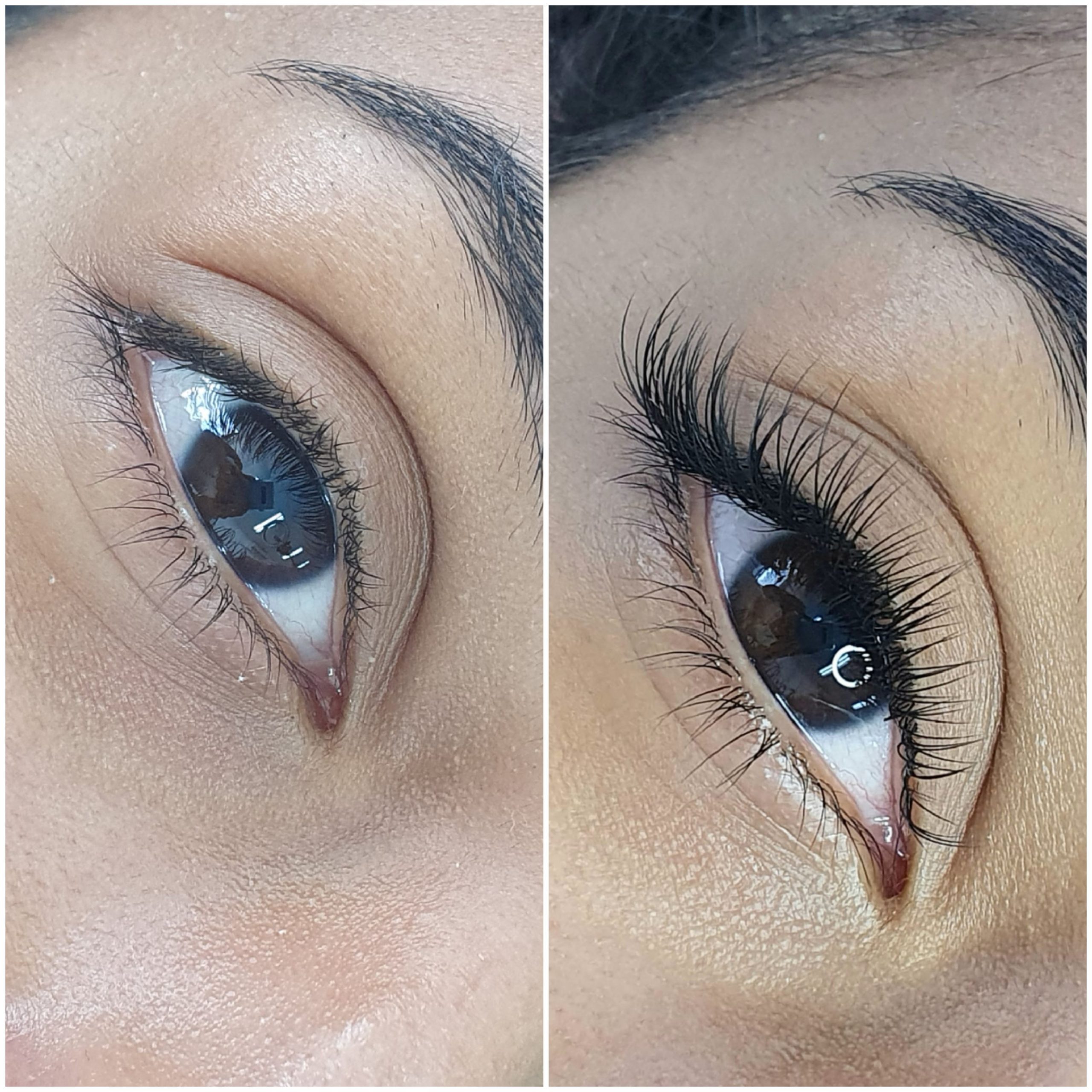 Before and after eyelash extensions